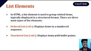 B-HTML,CSS,BOOTSTRAP HTML list element day 6