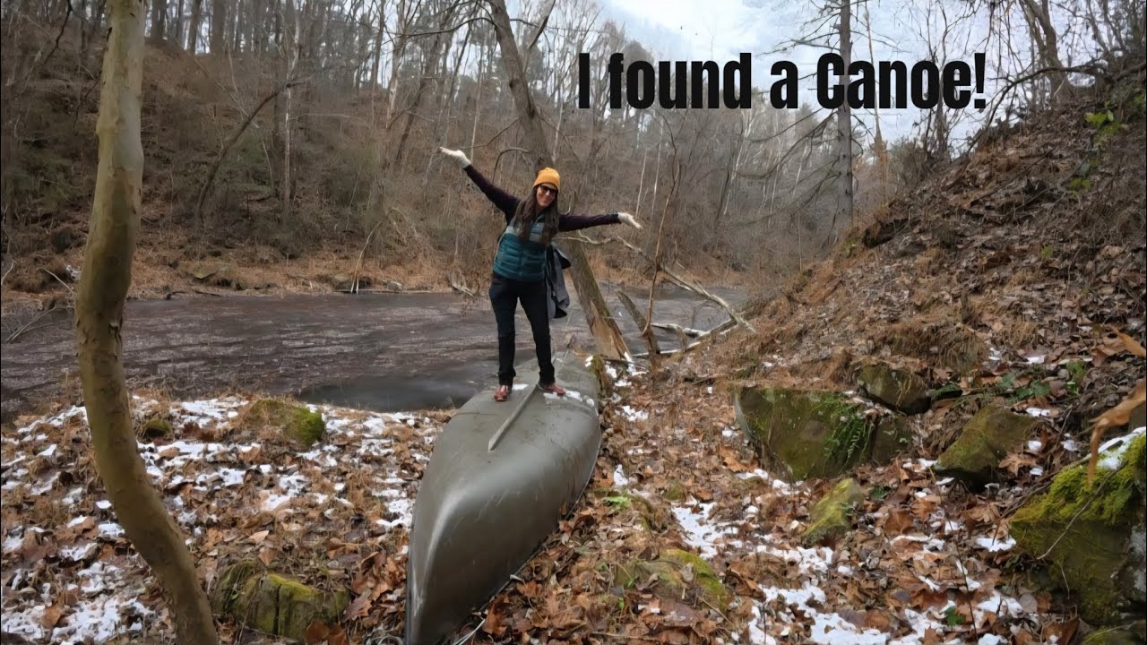 Adventure Fishing and I Found a Canoe! #girlswhofish #bassfishing  #winterfishing #hiking