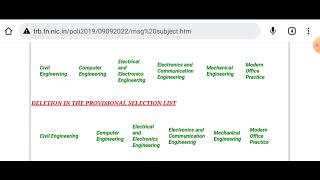 TRB POLYTECHNIC - Addition/ Deletion in the provisional Selection List