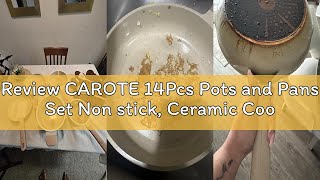 Review CAROTE 14Pcs Pots and Pans Set Non stick, Ceramic Cookware Set, Non-toxic Kitchen Cooking Set