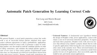 Read a paper: Automatic Patch Generation by Learning Correct Code
