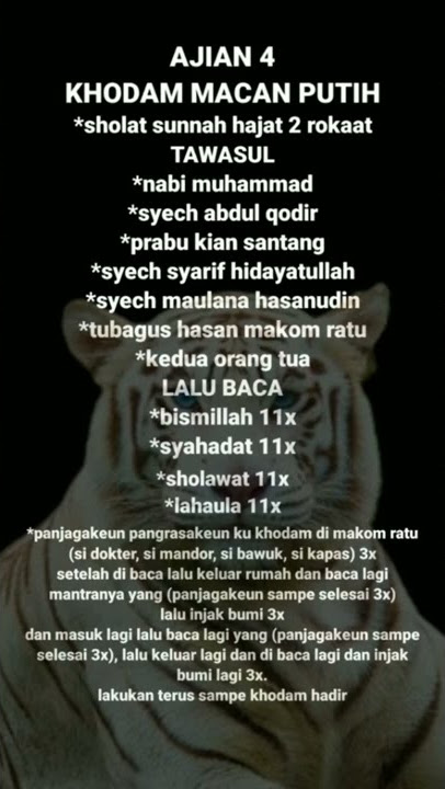 Ajian 4 khodam macan putih #khodammacanputih