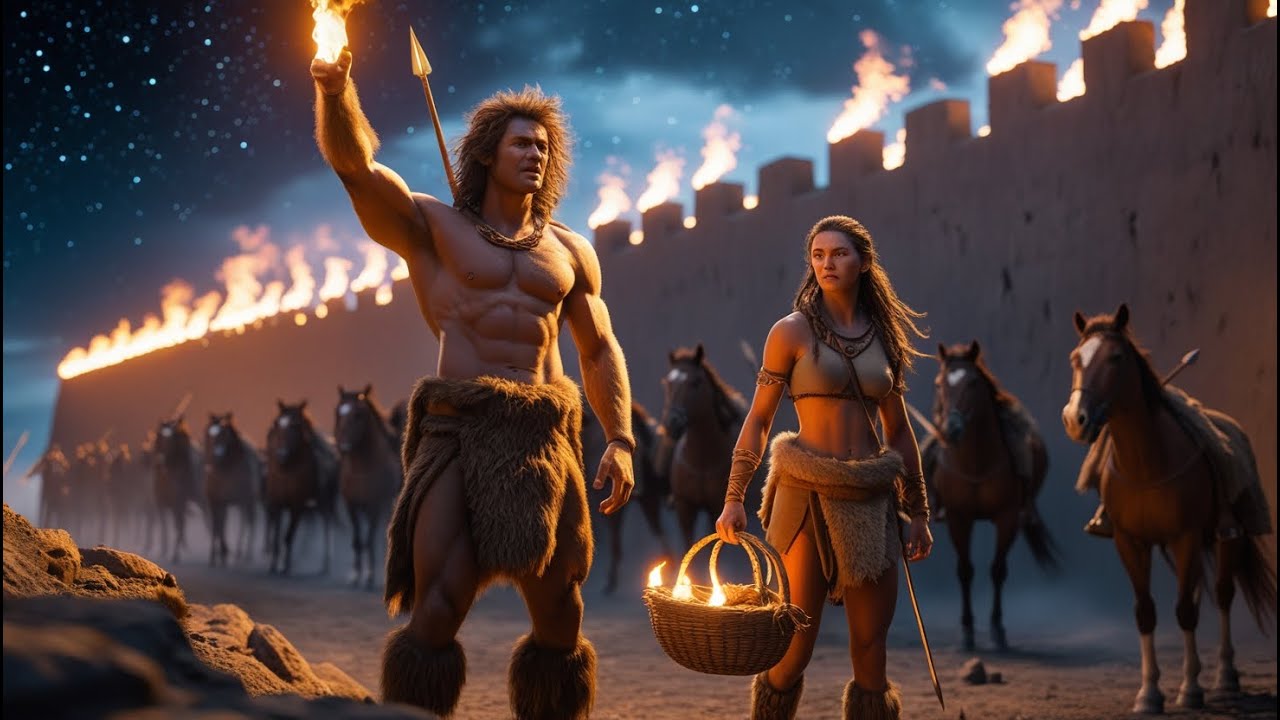 2,1000 Years Ago: Epic Prehistoric Fort Defense Against Night Attack | Hominid survival saga