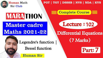 Differential Equation Part 7| Lec 102| Master Cadre Maths Preparation By Human Sir| #mastercadre2022