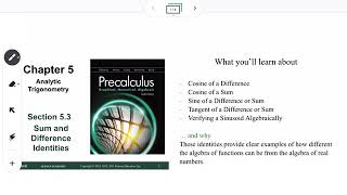 Sum and Difference Identities (Section 5.3)
