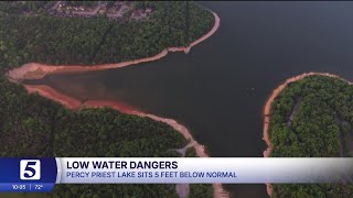Dry spell drops Percy Priest Lake levels, exposing hidden hazards for boaters