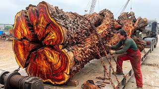 🔥 Transforming Massive Twisted Redwood Stump into Extraordinary Luxury Furniture!