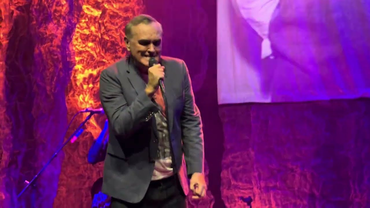 Morrissey. Intro about his morning - I Ex-Love You. Live. First row view. Bakersfield. CA. 30.04.25