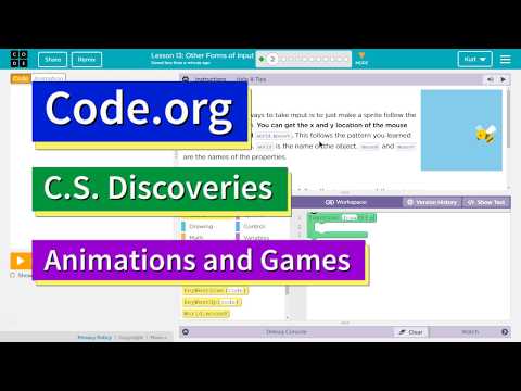 Other Forms of Input - Lesson 13.7 (Lesson 13.2 in 2018) Code.org Tutorial with Answers