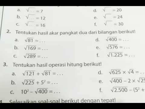 Kumpulan soal akar pangkat 2 kelas 4 sd