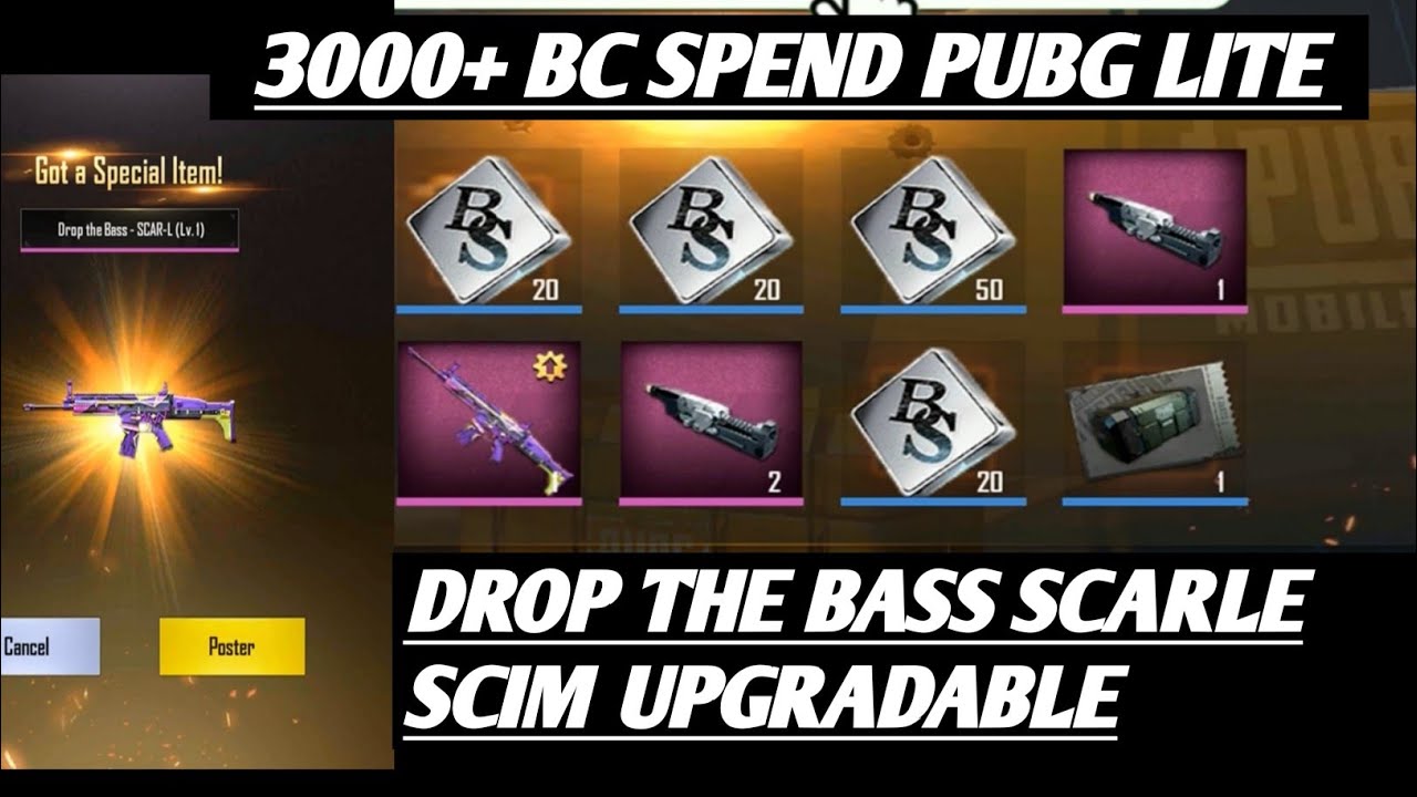 NEW UPGRADEABLE SCARL DROP THE BASS SCIN PUBG LITE