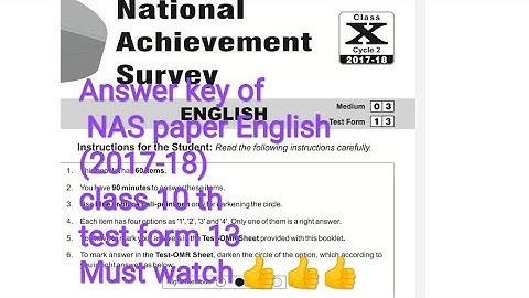 #Answer key of NAS paper English (2017-18)(test form 13) /class 10 thMUST WATCH 👍👍