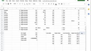 Using Sheets Frequency Distribution