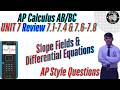 AP Calculus AB/BC | Unit 7A Review | The Ultimate Review to Slope Fields &amp; Differential Equations
