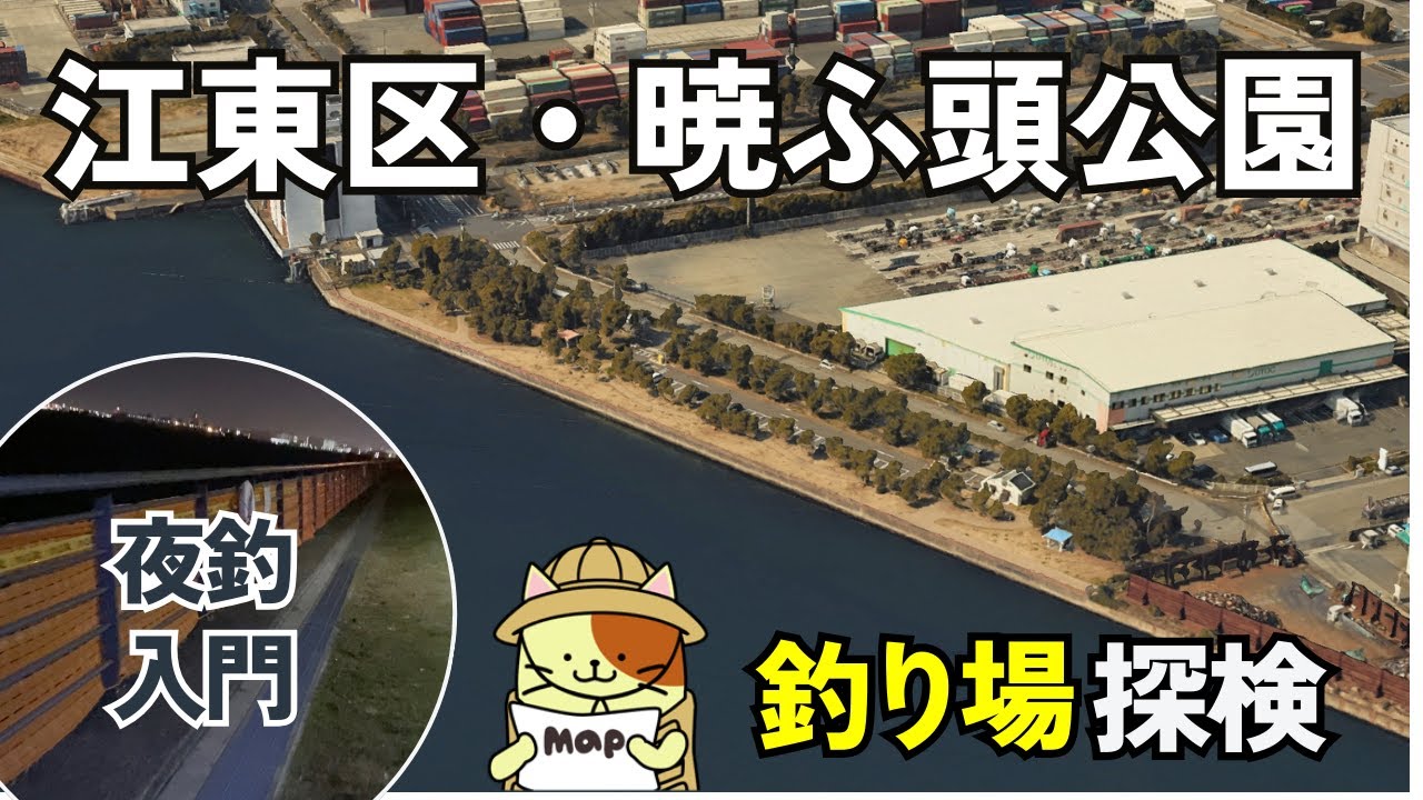 江東区「暁ふ頭公園」夜釣りの歩き方｜フェンス、トイレ、駐車場完備の穴場的釣り場