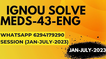 meds-43 solved assignment 2022-23 / meds-43solved assignment 2023 in english/ ignou meds-43