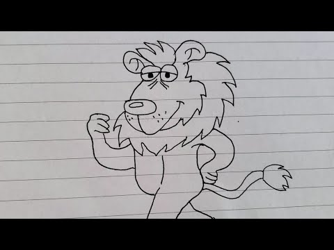 تعلم رسم اسد كرتون بشكل سهل      