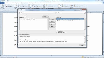 Microsoft Word 2010: Citations, Bibliographies and Cross References