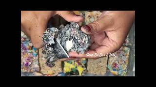 : Compilation of colorful recycled soap cuts and crushes 