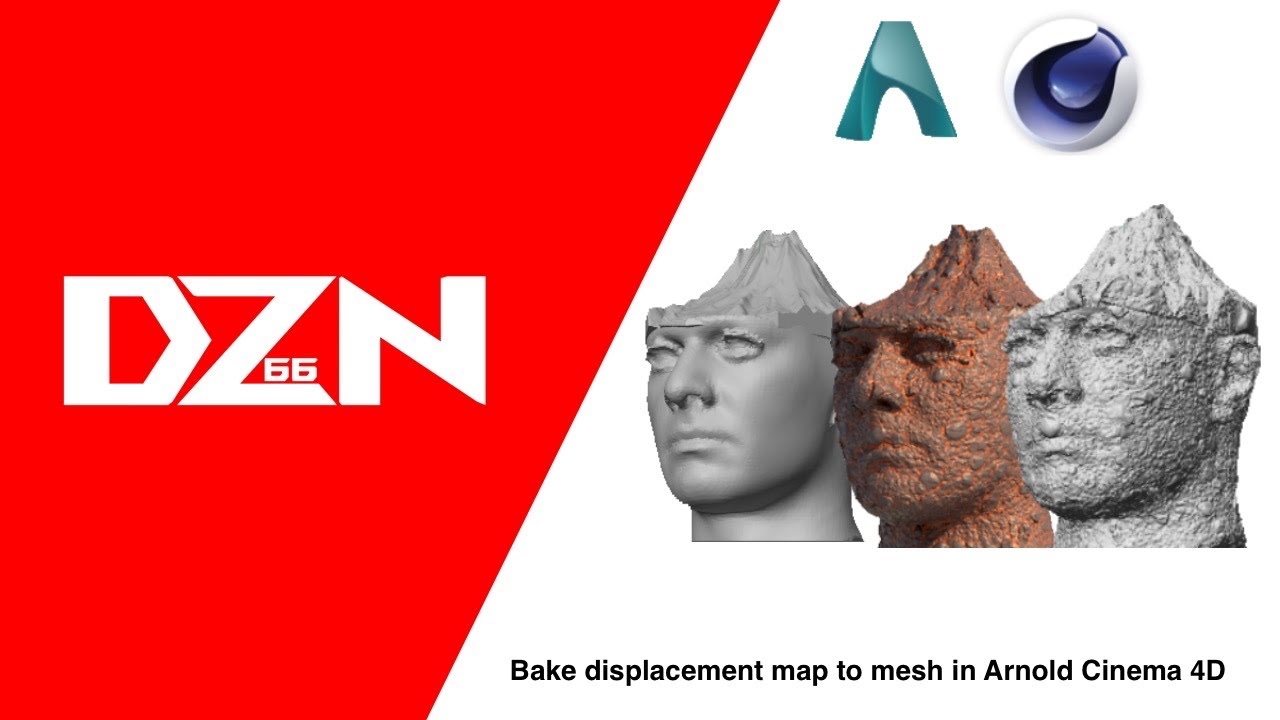 Bake displacement map to mesh in arnold Cinema 4D - YouTube