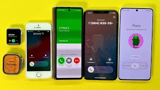 Two Apple Watch Incoming Call, IPhone 5S, Samsung Z Fold2, Poco X6, IPhone XS Max