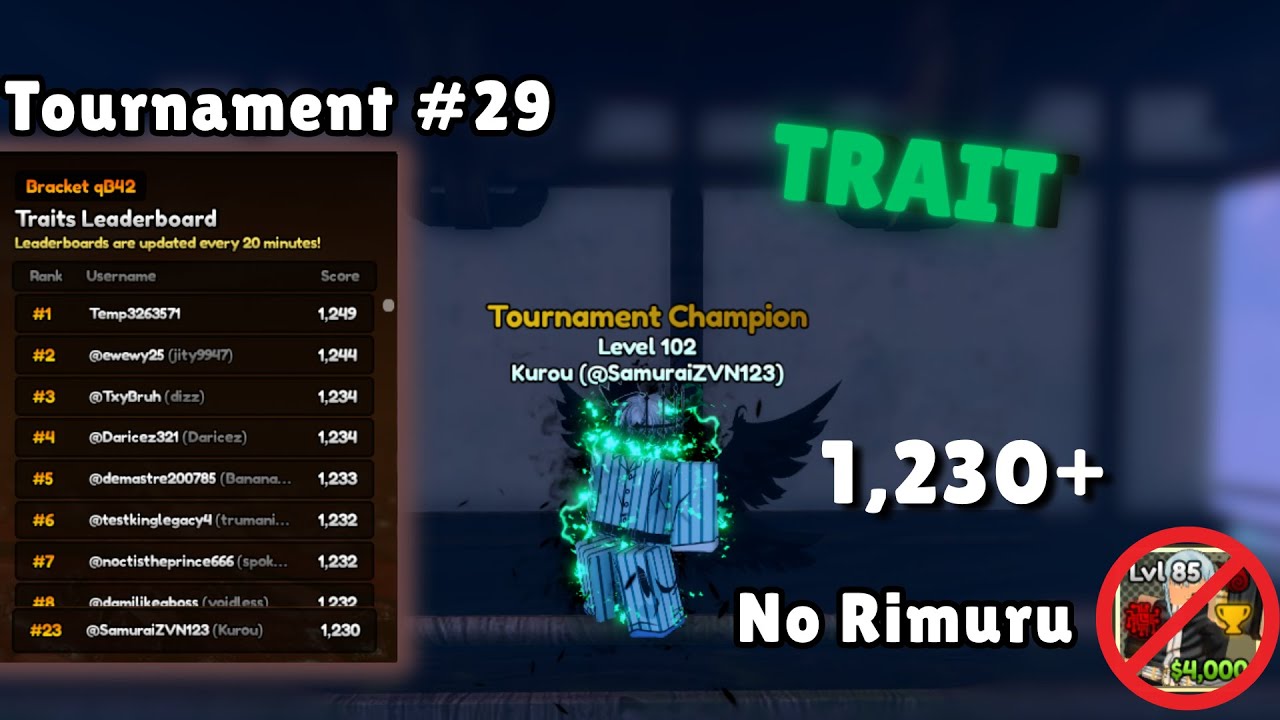 Tournament #29 Trait-Enable NO Rimuru Strat 1,230+ Kills | Roblox Anime Last Stand