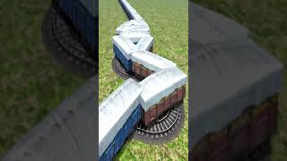 Dangerous Train Passing Through Circle Curved Bumpy Tracks 💥😱🔥 Train Simulator BeamNG #shorts