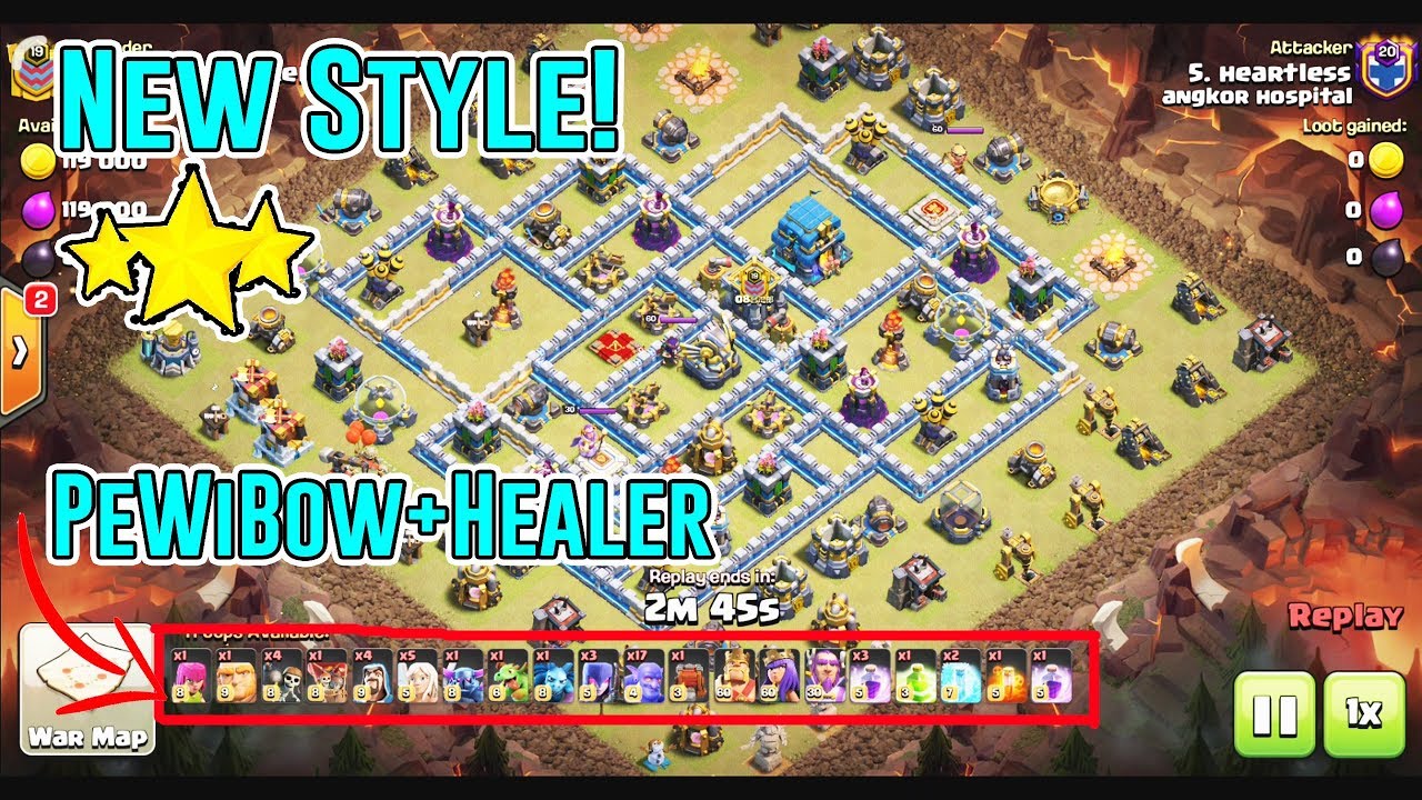 NEW STYLE!! PEWIBOW+HEALERS & QW BOWIPE STRATEGY SMASH TH12 ( Clash of Clans )