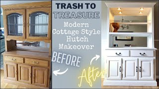 How to Refinish an out dated china cabinet 🔵 Furniture Repair - DIY MODERN FARMHOUSE HUTCH Revamp