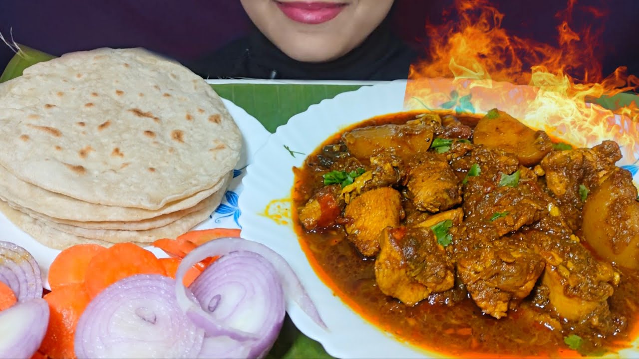 Spicy Chicken Gravy & Soft Roti Mukbang l Desi Comfort Food 🔥