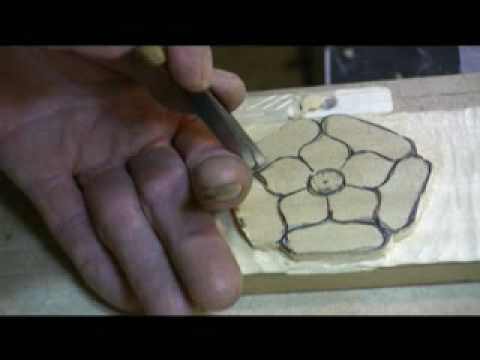 Peter Schwartz demonstrates carving a Northamptonshire Rose.