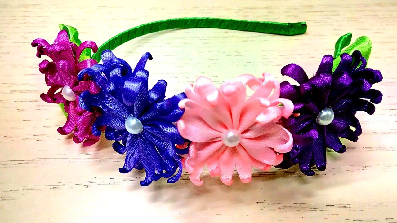 D.Y.I. New Petal How to make Satin Ribbon Flower Headband Easy