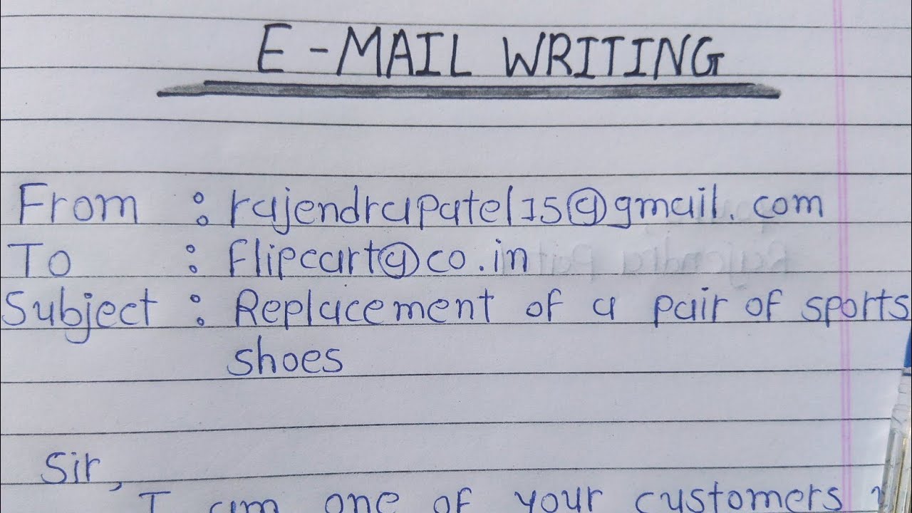 E-mail writing || Replacement of a pair of sports shoes || english email writing