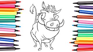 Pumbaa Coloring Page The Lion Kong Tutorial Video For Kids