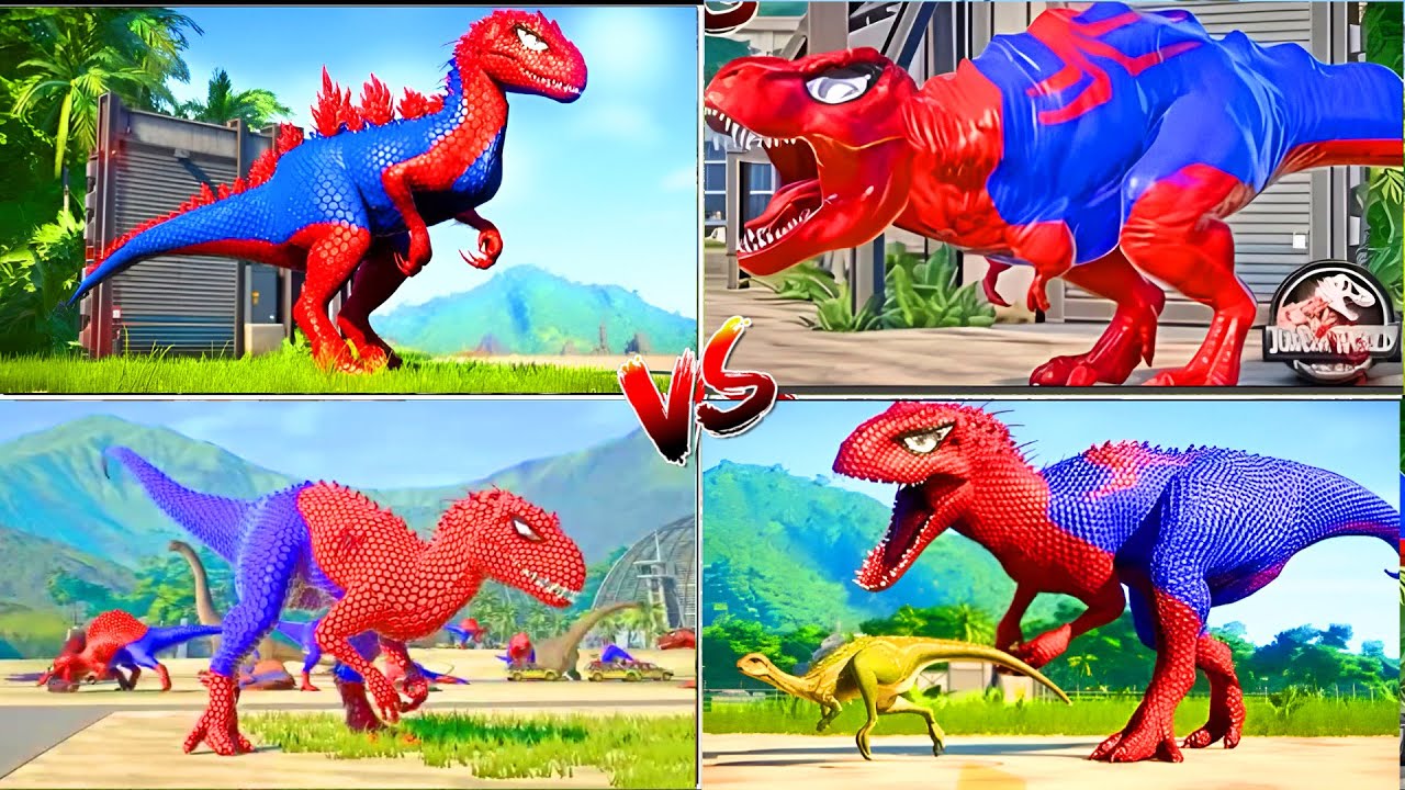 Jurassicworld T Rex Spider 🆚T Rex Evolution 🆚The Brontosaurus  tiles hop best songs