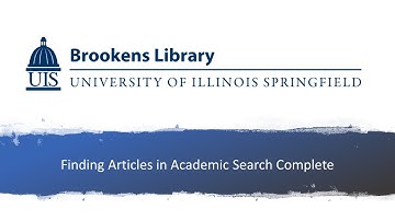 Finding Articles in Academic Search Complete
