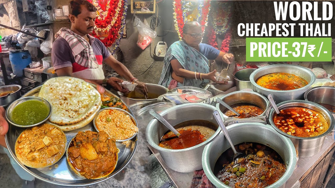 World Cheapest Food Only At ₹37/ (0.45) Pure Veg Indian Thali