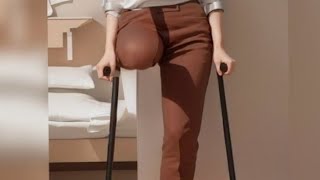 Amazing Woman With An Amputated Leg Walks With Crutches(2)❤️😍#Amputee#Crutches #Amazing #Walking