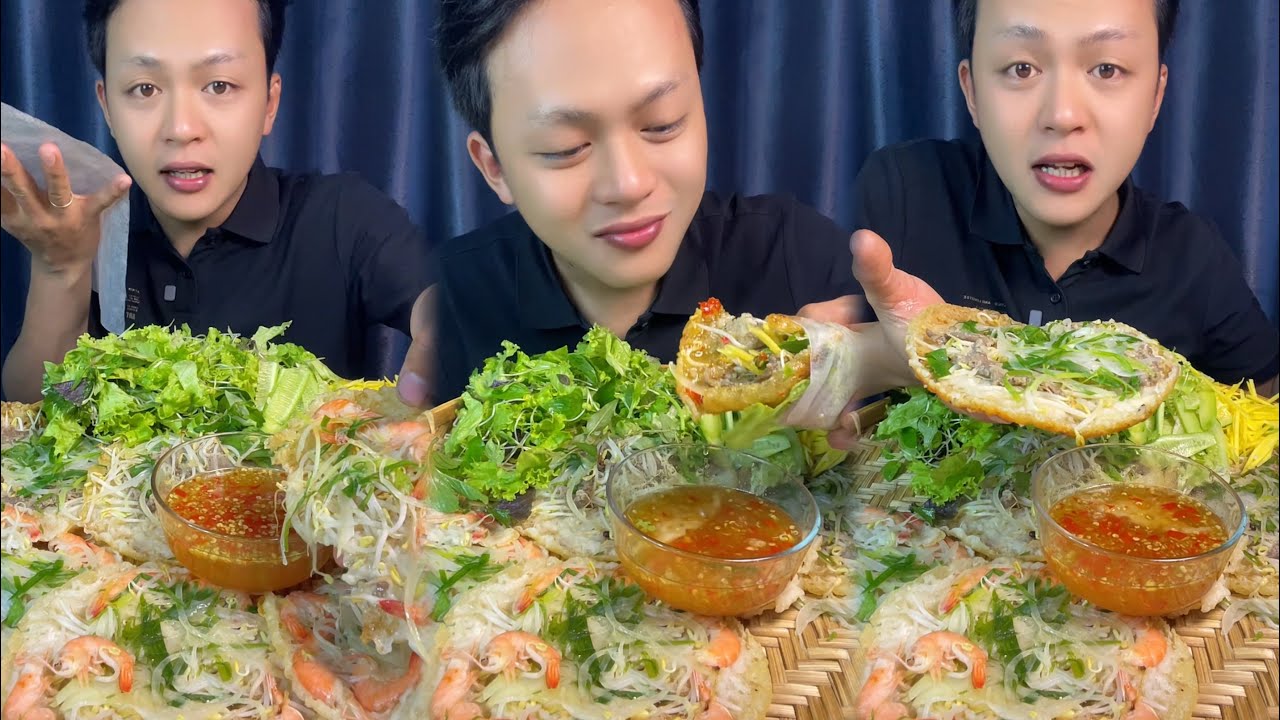 Mukbang bánh xèo tôm nhảy | Ăn Cùng Vương