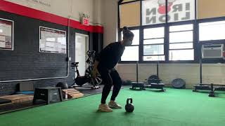 Drop Squat to Kettlebell Swings
