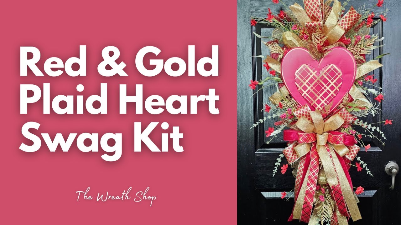 Набор для создания подарочной упаковки в виде сердечек в красно-золотую клетку - прямая трансляци...