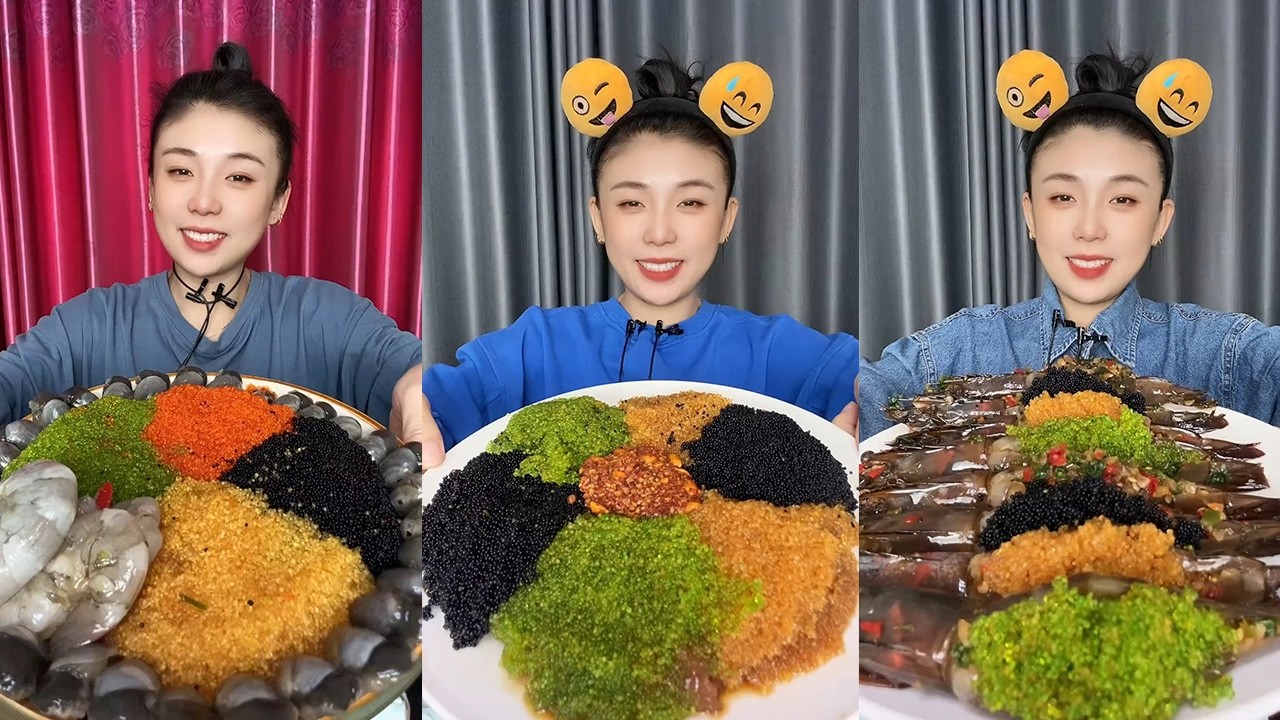 Fish Roe Stuffing Shrimp meat with snail and fish roe + spicy fish roe sauce shrimp ...
