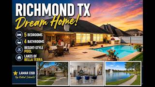 Richmond TX Home Tour | 5 Bed, 4 Bath Pool Home in Lakes of Bella Terra | Fort Bend County