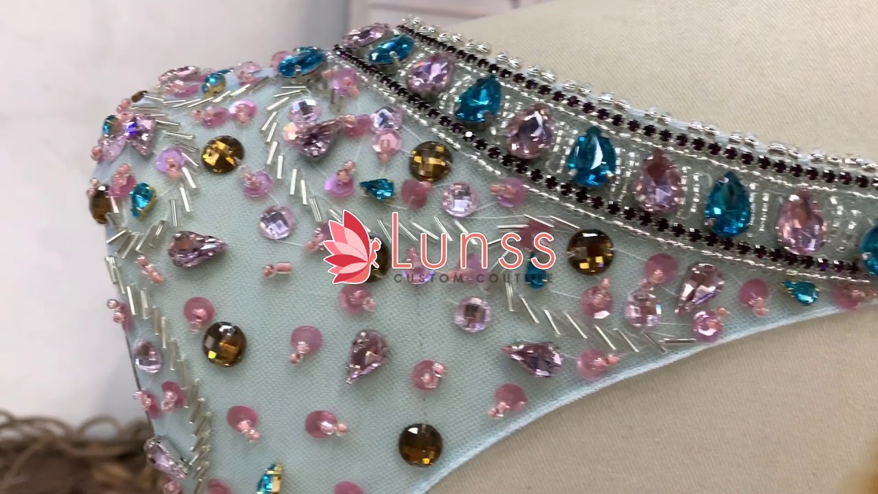 Customized beaded A-line prom dress