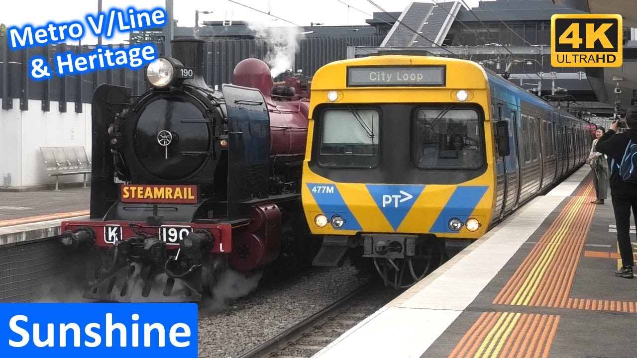 57 Minutes of Trains at Sunshine Station; Metro, V/Line & Heritage Trains! Melbourne Transport [4K]