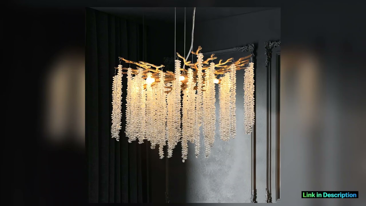 236inch Modern Golden Pendant Light with Cascading Crystal Strands HighEnd Decorative Lighting