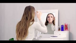 Costway Vanity Dressing Table Set Flip Mirror Desk Furniture Stool Profile