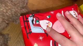 Buddy opens his gifts on Christmas ( he is on the good list )
