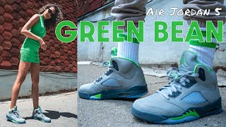 SHOULD YOU GIVE THESE A CHANCE  Air Jordan 5 Green Bean On Foot Review and How to Style