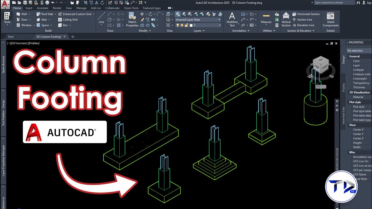 COLUMN FOOTING in AutoCAD Architecture 2024 - YouTube